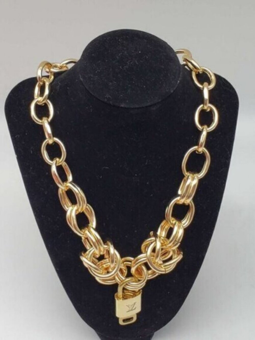 Gold-Plated Necklace with Authentic Louis Vuitton Padlock
